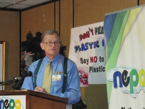 Acting Country Director of the U.S. Peace Corps, Mr. George Like, speaks at the launch of the Trash Free Waters Initiative at NEPA offices last week. The Peace Corps has over 30 volunteers working in the environmental field in Jamaica. (My photo)